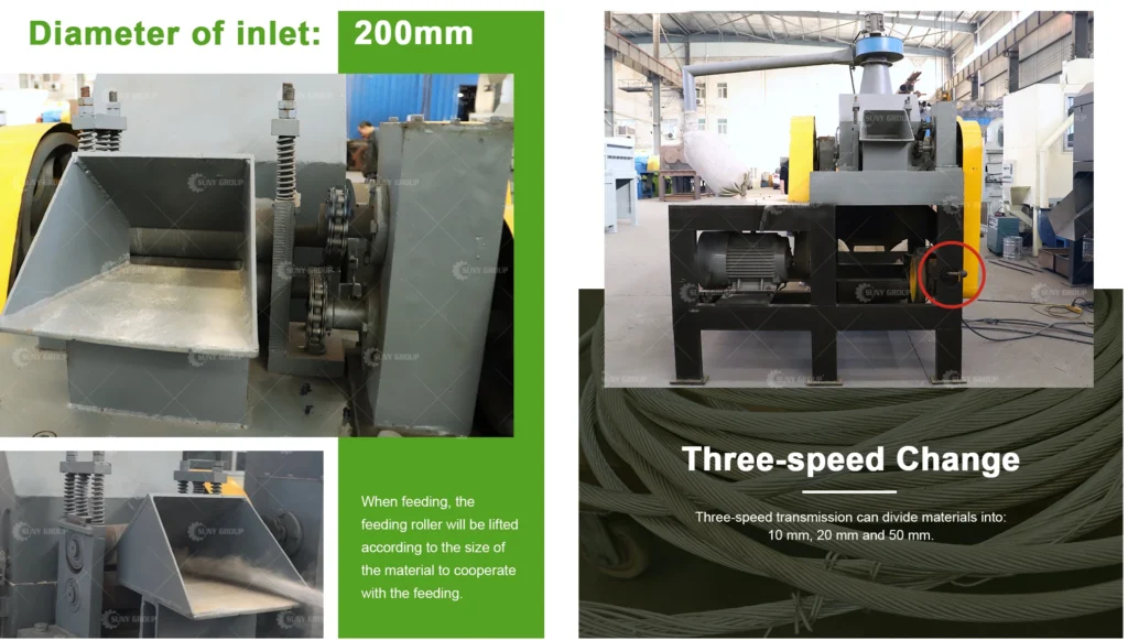 Aluminum stranded wire recycling machine feature